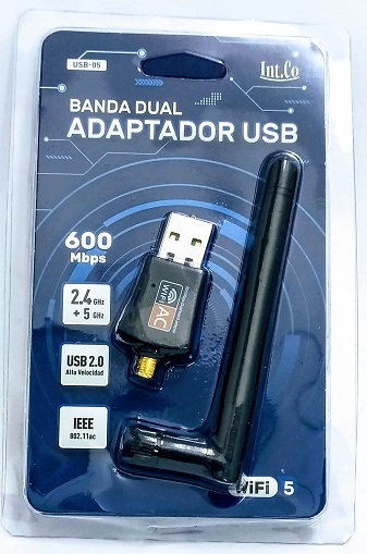 Adaptador Usb Wifi Dual Band (2,4 y 5GHz) 600Mbops mas Bl